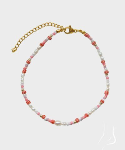 Perleankelkæde med lyserøde nuancer
