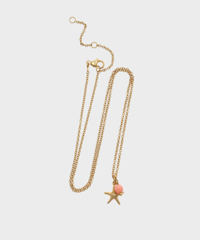 Guldhalsband med sjöstjärna- och pärlhänge